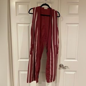 Long open vest for layering